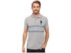 U.s. Polo Assn. Quilted Pique And Chambray Striped Polo Shirt (heather Grey) Men's Clothing