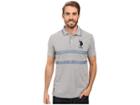 U.s. Polo Assn. Quilted Pique And Chambray Striped Polo Shirt (heather Grey) Men's Clothing