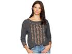 Mod-o-doc Classic Jersey Embroidered 3/4 Sleeve Easy Fit Tee (midnight Heather) Women's T Shirt