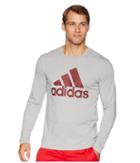 Adidas Badge Of Sport Classic Long Sleeve Tee (medium Grey Heather/noble Maroon) Men's T Shirt