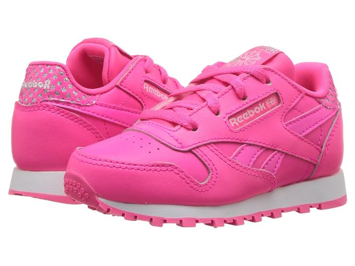 Reebok Kids Classic Leather (infant/toddler) (acid Pink/white) Girls Shoes