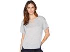 Mod-o-doc Soft Light Heather Jersey Short Sleeve Boxy Tee With Keyhole (blue) Women's T Shirt