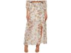 J.o.a. Printed Maxi Skirt With High Side Slit (ivory Floral) Women's Skirt
