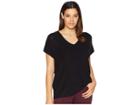 Anne Klein Short Sleeve Double V-neck Knit Top (anne Black) Women's Clothing