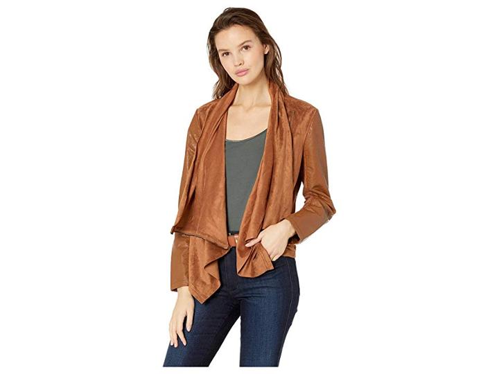 Blank Nyc Faux Suede Drape Front Jacket In Coffe Bean (coffe Bean) Women's Coat