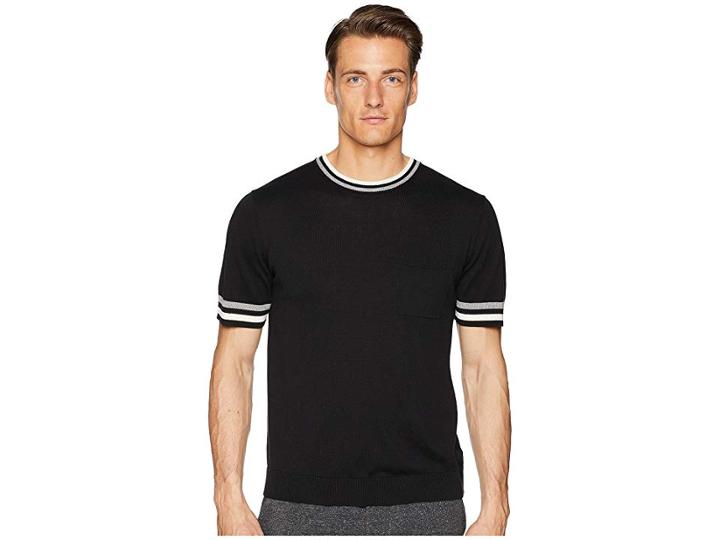 Todd Snyder Tipped Short Sleeve Crew Sweater (black) Men's Sweater