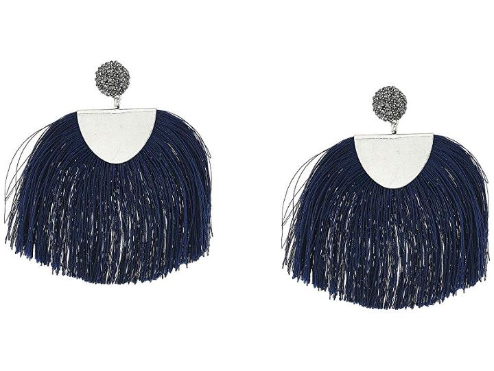 Lucky Brand Blue Fringe Earrings (silver) Earring