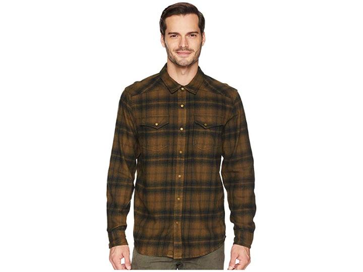 Prana Horizon Long Sleeve Flannel Shirt (cargo Green) Men's Long Sleeve Button Up