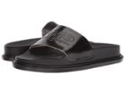 Mm6 Maison Margiela Logo Leather Slide (black Vacchetta) Women's Slide Shoes