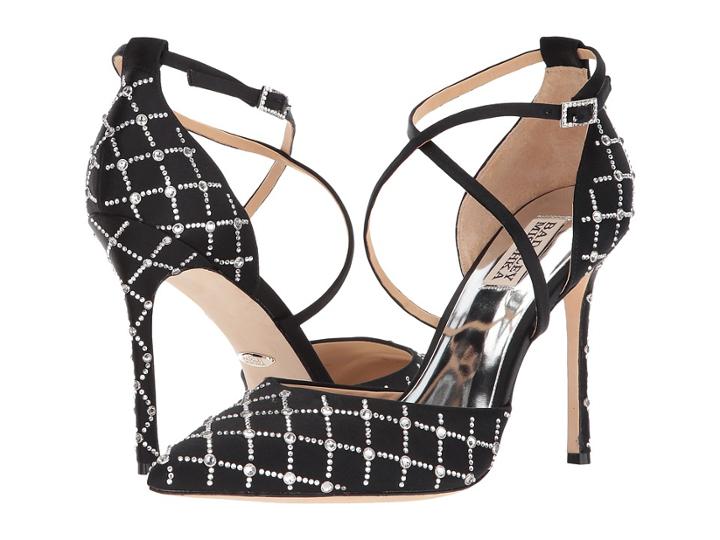 Badgley Mischka Shiloh (black Satin) Women's Toe Open Shoes