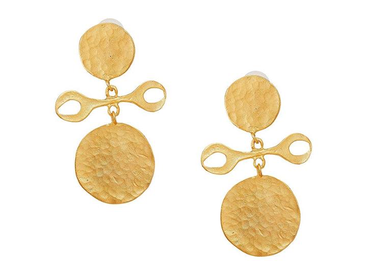 Kenneth Jay Lane Satin Gold Drop Earrings (satin Gold) Earring