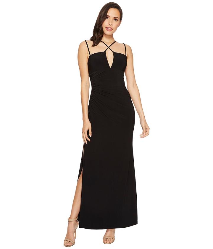Laundry By Shelli Segal Jersey Crisscross Front Gown (black) Women's Dress