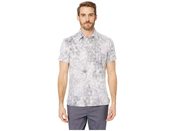 Perry Ellis Regular Fit Stretch Splatter Print Shirt (bright White) Men's Clothing