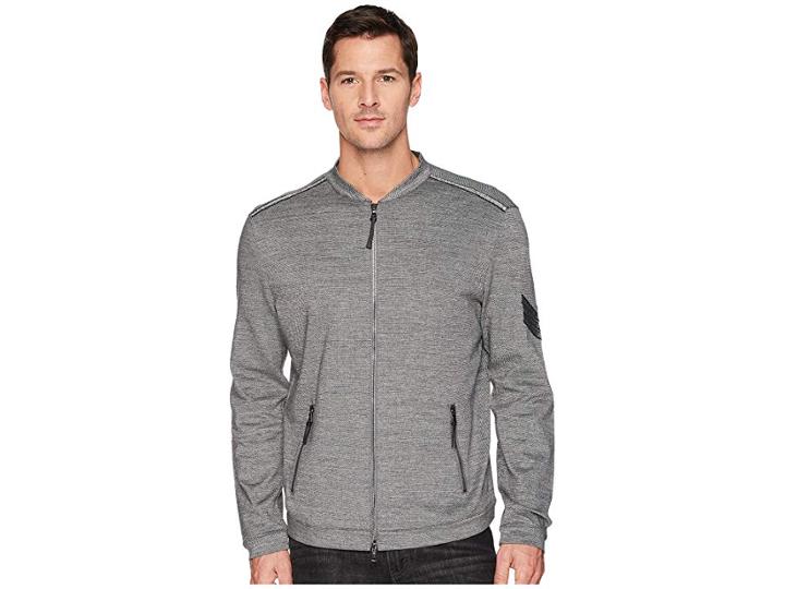 John Varvatos Collection Detailed Zip Front Jacket K2290u1 (medium Grey) Men's Coat