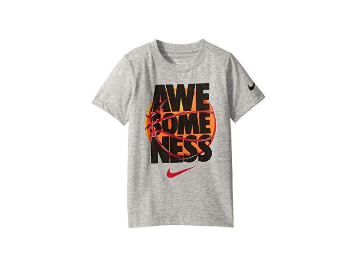 Nike Kids Awesomeness Basketball Short Sleeve T-shirt (little Kids) (dark Grey Heather) Boy's Clothing