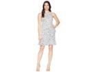 Lauren Ralph Lauren B592 Burnout Dot Georgette Sabramay Sleeveless Day Dress (colonial Cream/lighthouse Navy) Women's Dress