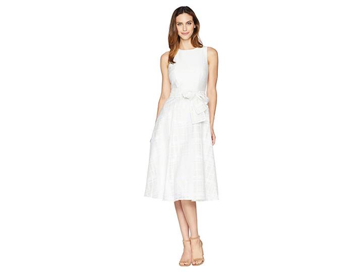 Calvin Klein Belted Midi Dress Cd8h29ny (white/white) Women's Dress
