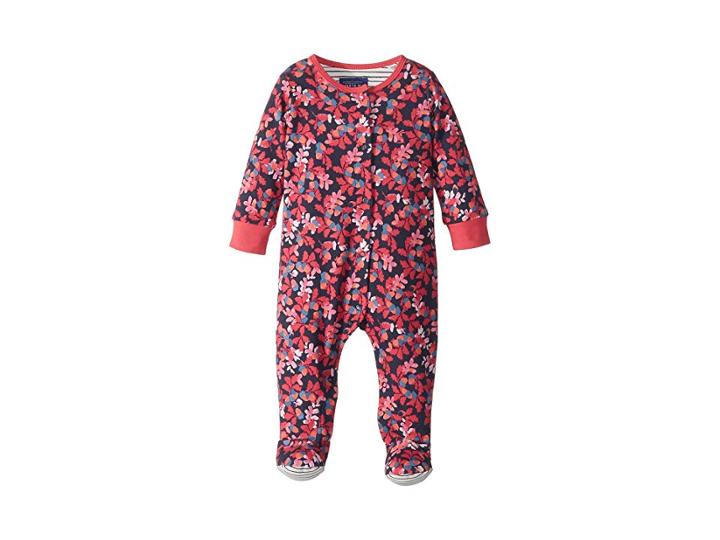 Joules Kids All Over Printed Footie (infant) (navy Oak Leaf) Girl's Jumpsuit & Rompers One Piece