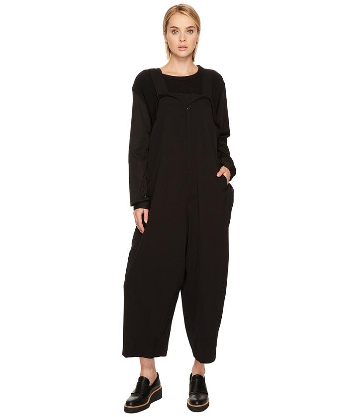 Y's By Yohji Yamamoto U-wide Salopette Overalls (black) Women's Overalls One Piece