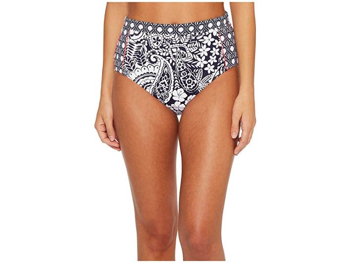 Tommy Bahama Paisley Paradise High-waist Bikini Bottom (mare Navy) Women's Swimwear