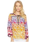 Hale Bob Meeting Of The Minds Woven Top (fuchsia) Women's Long Sleeve Pullover