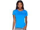 Nike Pro Mesh Short Sleeve Top (signal Blue/cone) Women's Workout