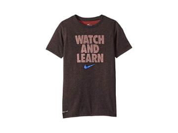Nike Kids Dry Watch N Learn Training T-shirt (big Kids) (black/university Red) Boy's T Shirt