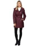 Cole Haan Signature Quilted Coat With Hood (cabernet) Women's Coat