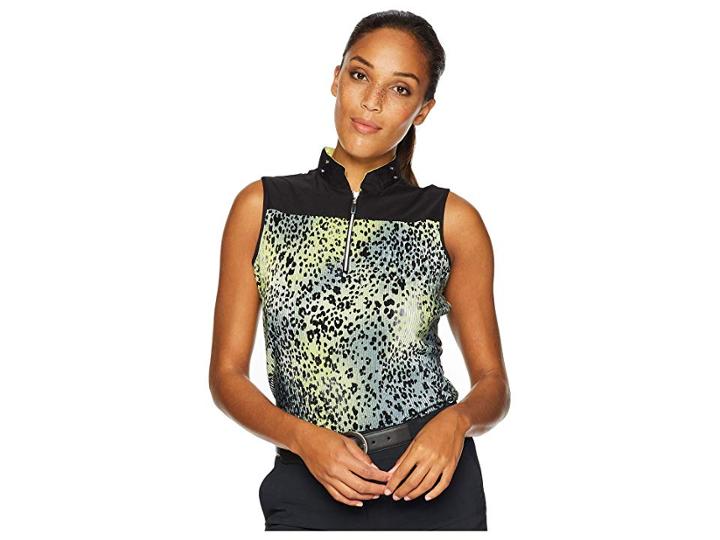 Jamie Sadock Crunchy Leopard Print Sleeveless Top (bananarama Yellow) Women's Clothing