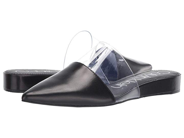 Calvin Klein Charmone (black Leather/clear Lucite) Women's Shoes