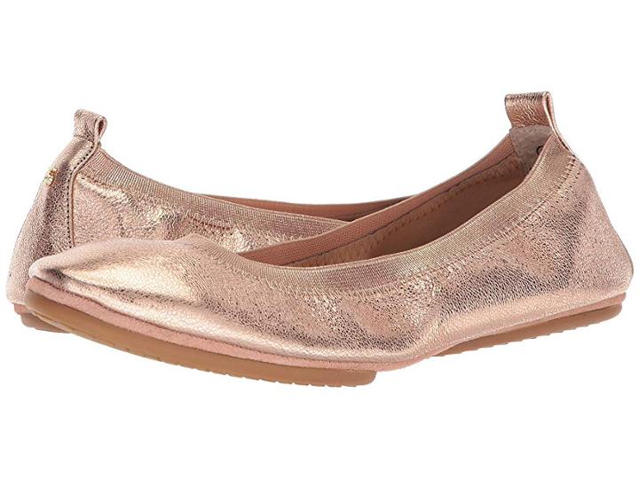 Yosi Samra Samara (rose Gold Textured Metallic Leather) Women's Flat Shoes