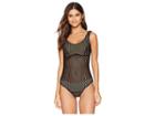 Else Velvet Bodysuit With Lined Cup (black) Women's Jumpsuit & Rompers One Piece