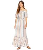 1.state Off Shoulder Cinched Waist Maxi Dress (antique White) Women's Dress