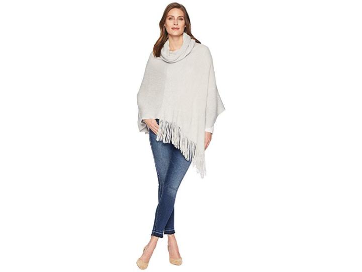 Echo Design Metallic Stripe Wrap Knit Topper (echo Silver) Women's Clothing