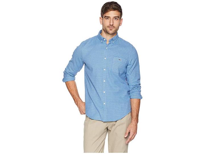 Vineyard Vines Tradewinds Flannel Slim Tucker Shirt (ocean Breeze) Men's Clothing
