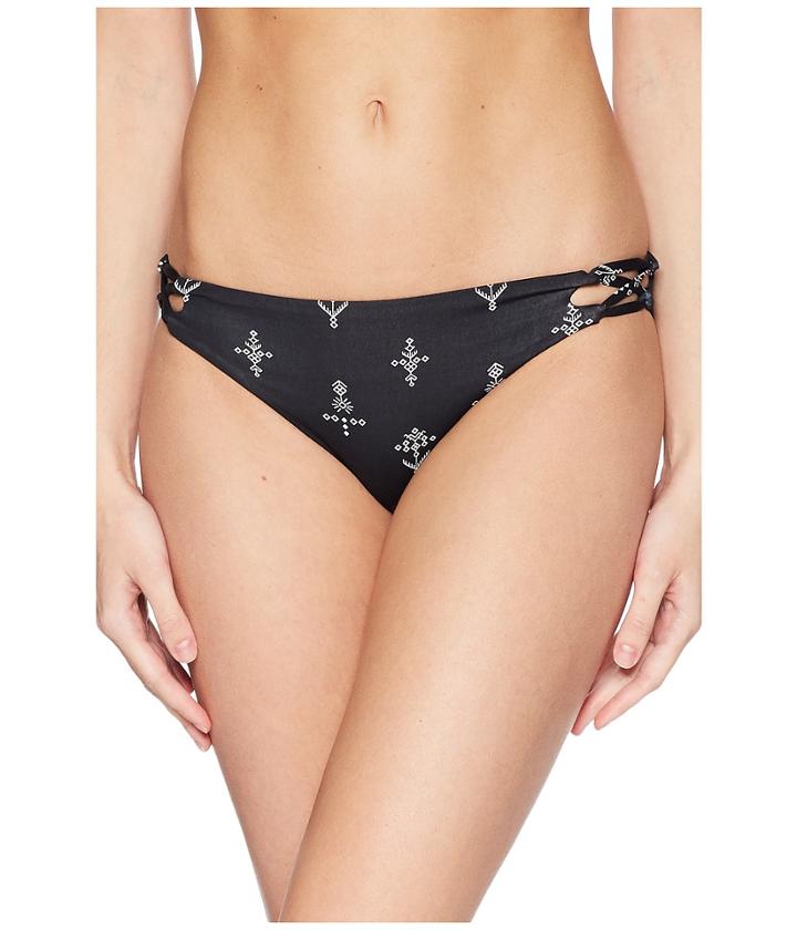 Roxy Print Softly Love Reversible Scooter Bottoms (anthracite/simple Azaz) Women's Swimwear