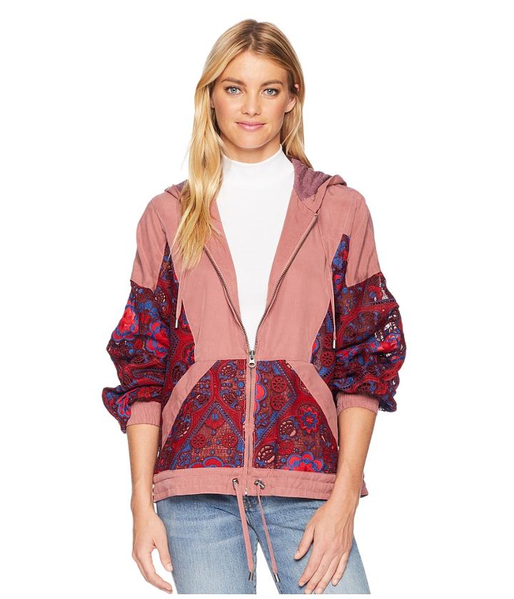 Free People Magpie Oversize Lacey Jacket (rose) Women's Coat