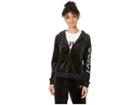 Juicy Couture Race Plastisol Logo Hoodie (pitch Black) Women's Clothing