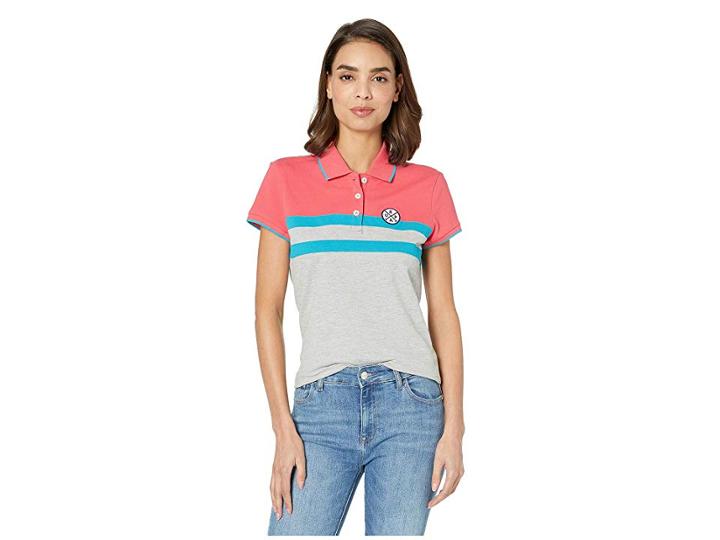 U.s. Polo Assn. Patch Color Block Stripe Polo (teaberry) Women's Clothing