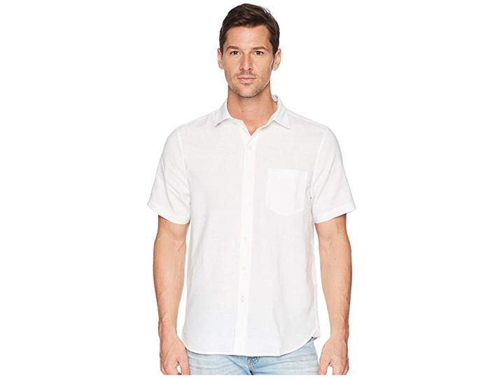 Tommy Bahama Short Sleeve Lanai Tides Linen Shirt (white) Men's Clothing