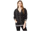 Juicy Couture Track Velour World Currency Emb Oversized Jacket (pitch Black/silver Newmnyem) Women's Clothing