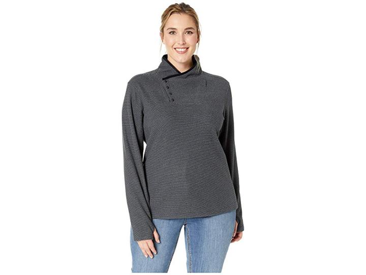 White Sierra Plus Size Blacktail Fleece Snap-neck Pullover (black) Women's Clothing