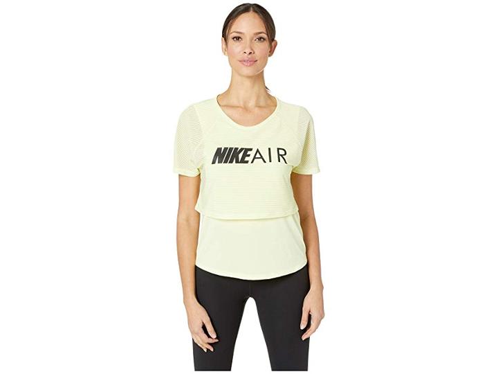Nike Air Top Short Sleeve Graphic (luminous Green/black) Women's Clothing