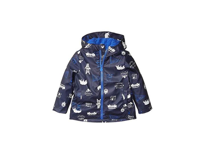 Joules Kids Skipper Waterproof Rubber Coat (toddler/little Kids) (navy Happy Camper) Boy's Coat