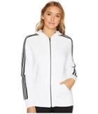 Adidas Essentials Cotton Fleece 3s Full Zip Hoodie (white/black) Women's Sweatshirt
