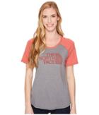 The North Face Short Sleeve 1/2 Dome Graphic Tri-blend Baseball Tee (tnf Medium Grey Heather/sunbaked) Women's T Shirt