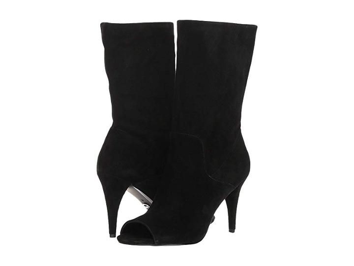 Michael Michael Kors Elaine Open Toe Bootie (black Kid Suede) Women's Boots