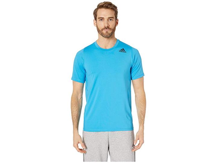 Adidas Alphaskin Sport Short Sleeve Fitted (shock Cyan) Men's Clothing