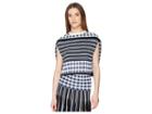 Sonia Rykiel Vichy Plaid Pleats Cape (blue/white) Women's Clothing