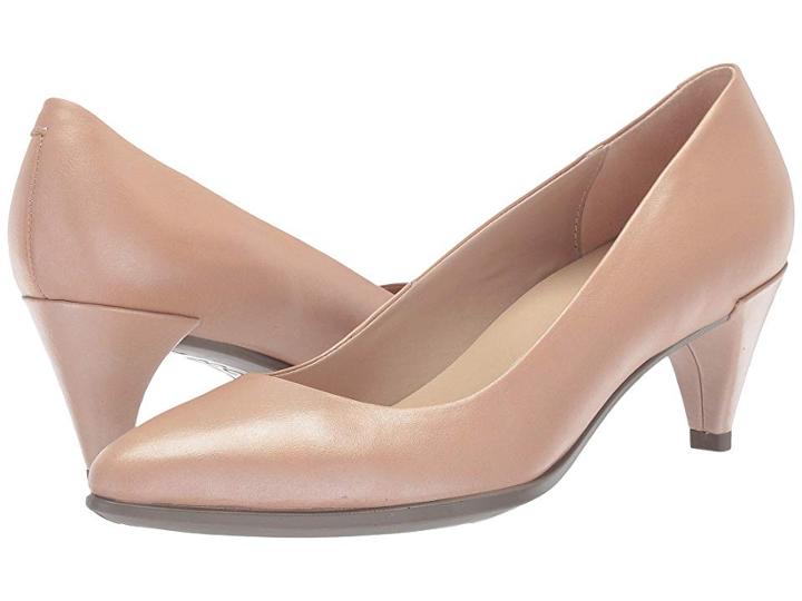 Ecco Shape 45 Sleek Pump (powder/silver Metallic Cow Leather/cow Nubuck) Women's 1-2 Inch Heel Shoes